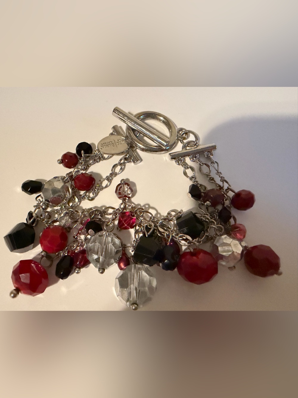 White House Black Market Mulit-Strand Red & Black Beaded Bracelet